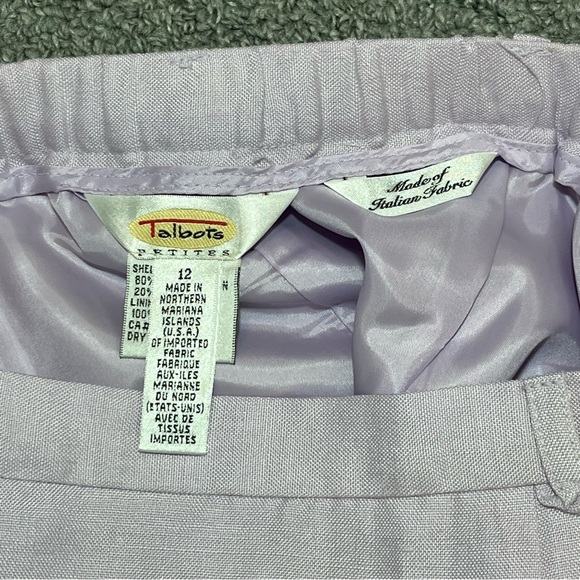 Vintage Talbots Pleated Linen Rayon A Line Skirt Size 12 Purple Lined Front Zip - Picture 5 of 12